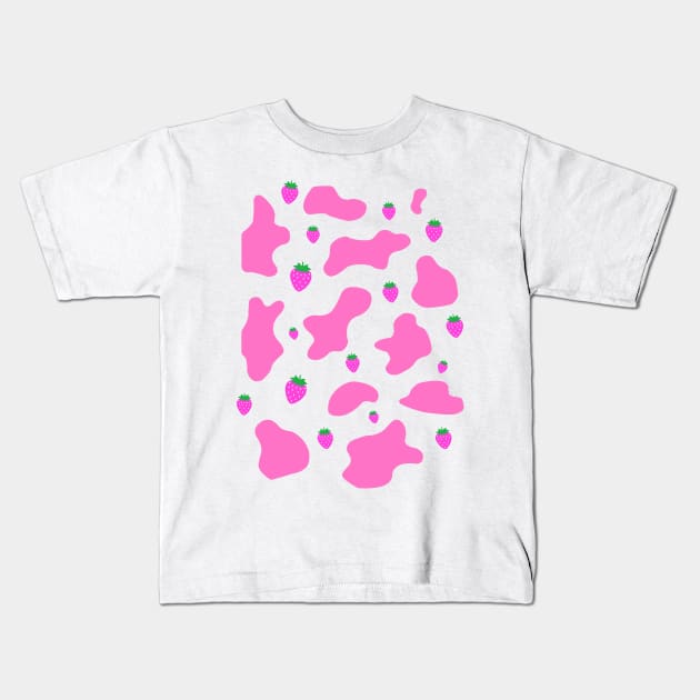 Strawberry Milk Cow Kids T-Shirt by Unicorn Artist